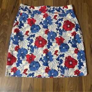 Talbots Floral Print Skirt Red and Blue